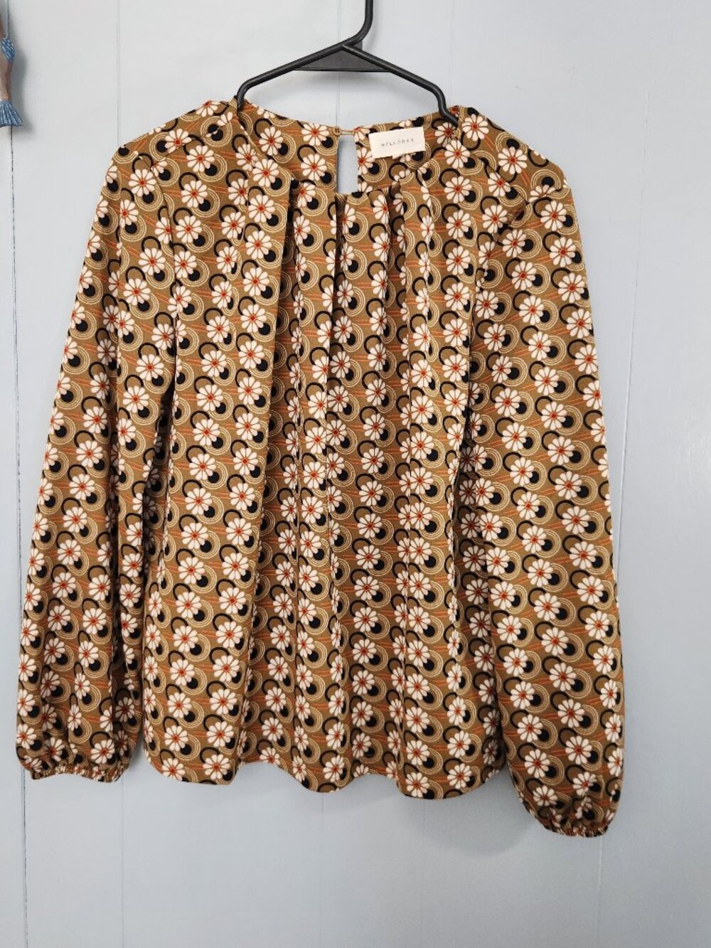 Melloday floral polka dot long sleeve hippy boho blouse top shirt